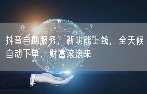 抖音自助服务，新功能上线，全天候自动下单，财富滚滚来