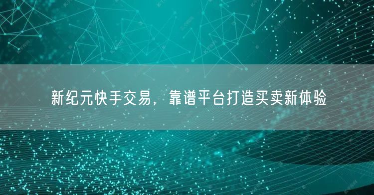 新纪元快手交易，靠谱平台打造买卖新体验