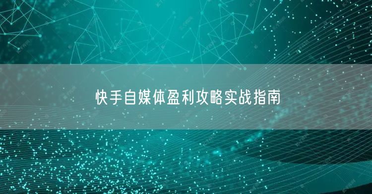 快手自媒体盈利攻略实战指南