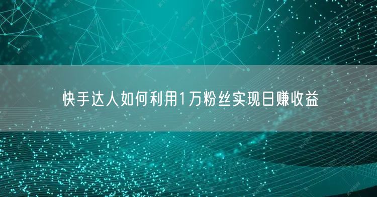 快手达人如何利用1万粉丝实现日赚收益