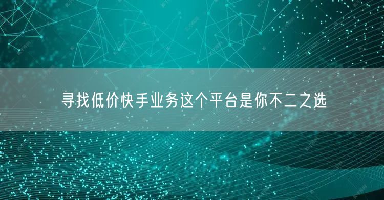 寻找低价快手业务这个平台是你不二之选