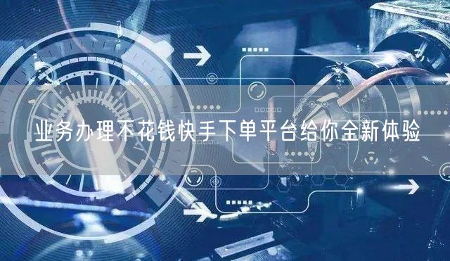 业务办理不花钱快手下单平台给你全新体验