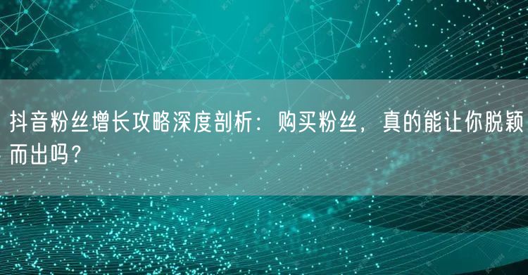 抖音粉丝增长攻略深度剖析：购买粉丝，真的能让你脱颖而出吗？