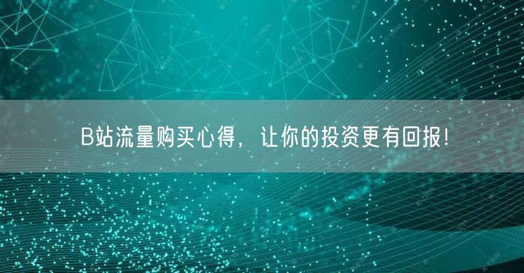 B站流量购买心得，让你的投资更有回报！